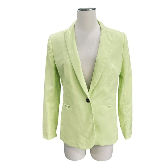 J Crew Neon Yellow Blazer Womens Size 6 Linen Workwear Y2K Office Street Style - Picture 7 of 11